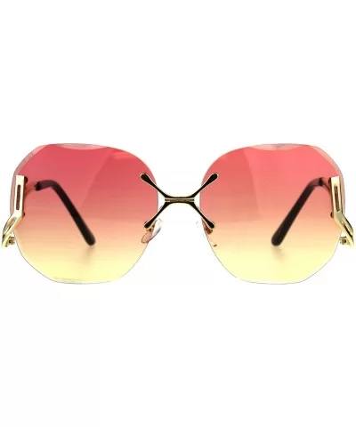 Womens Luxury Rimless Designer Fashion Butterfly Sunglasses - Pink Yellow - C118CGNZCOL $12.46 Butterfly