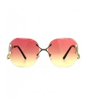 Womens Luxury Rimless Designer Fashion Butterfly Sunglasses - Pink Yellow - C118CGNZCOL $12.46 Butterfly