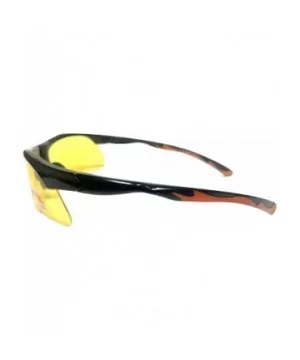 Half Frame Sport Wrap Around Yellow HD Night Driving Glasses - Black With Brown - CO18OH3NHZQ $13.76 Rimless