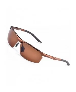 Polarized Sport Sunglasses UV-400 Protection Lightweight Metal Driving glasses - Brown - CV18R5X0CC8 $10.43 Oval