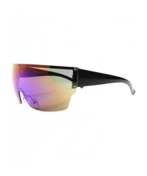 Party Rave Costume Wrap Around Shield Futuristic Mirrored Lens Sunglasses - Black - CF189306KU4 $11.40 Shield