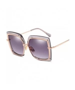 Sunglasses Metal Inner Ring Sunglasses Fashionable Half-frame Women's Anti-ultraviolet - C - CL18Q0I4Q0U $17.28 Oversized