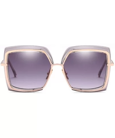 Sunglasses Metal Inner Ring Sunglasses Fashionable Half-frame Women's Anti-ultraviolet - C - CL18Q0I4Q0U $17.28 Oversized