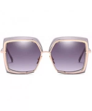 Sunglasses Metal Inner Ring Sunglasses Fashionable Half-frame Women's Anti-ultraviolet - C - CL18Q0I4Q0U $17.28 Oversized