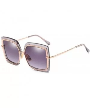 Sunglasses Metal Inner Ring Sunglasses Fashionable Half-frame Women's Anti-ultraviolet - C - CL18Q0I4Q0U $17.28 Oversized