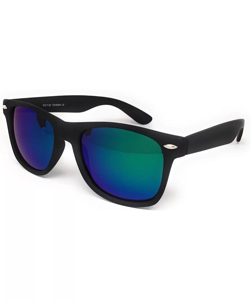 Classic 80's Vintage Style Sunglasses Polarized or Standard Lens - Black Matte- Blue Green Revo - C018YXUCUED $7.16 Oversized