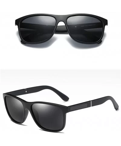 Men Polarized Sunglasses Matte Black Male Sun Glasses Rectangle Driving - Matte Black - C818GWRK540 $6.57 Rectangular