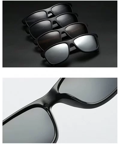 Men Polarized Sunglasses Matte Black Male Sun Glasses Rectangle Driving - Matte Black - C818GWRK540 $6.57 Rectangular