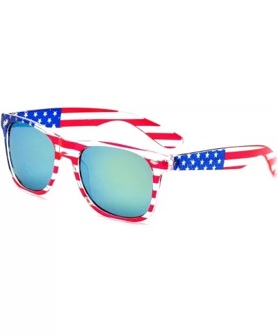 80's Blue Brothers Retro Classic American Patriot Flag Mirror Sunglasses USA - CB186WI27UL $7.99 Wayfarer