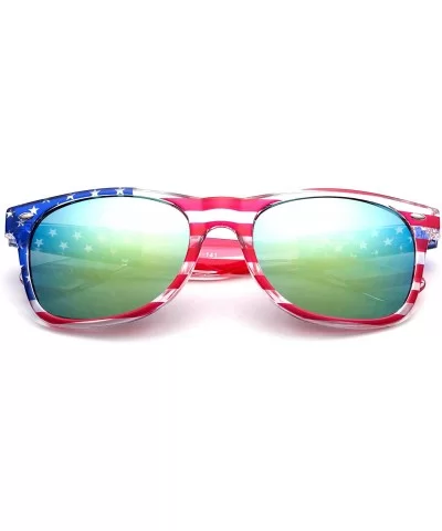 80's Blue Brothers Retro Classic American Patriot Flag Mirror Sunglasses USA - CB186WI27UL $7.99 Wayfarer