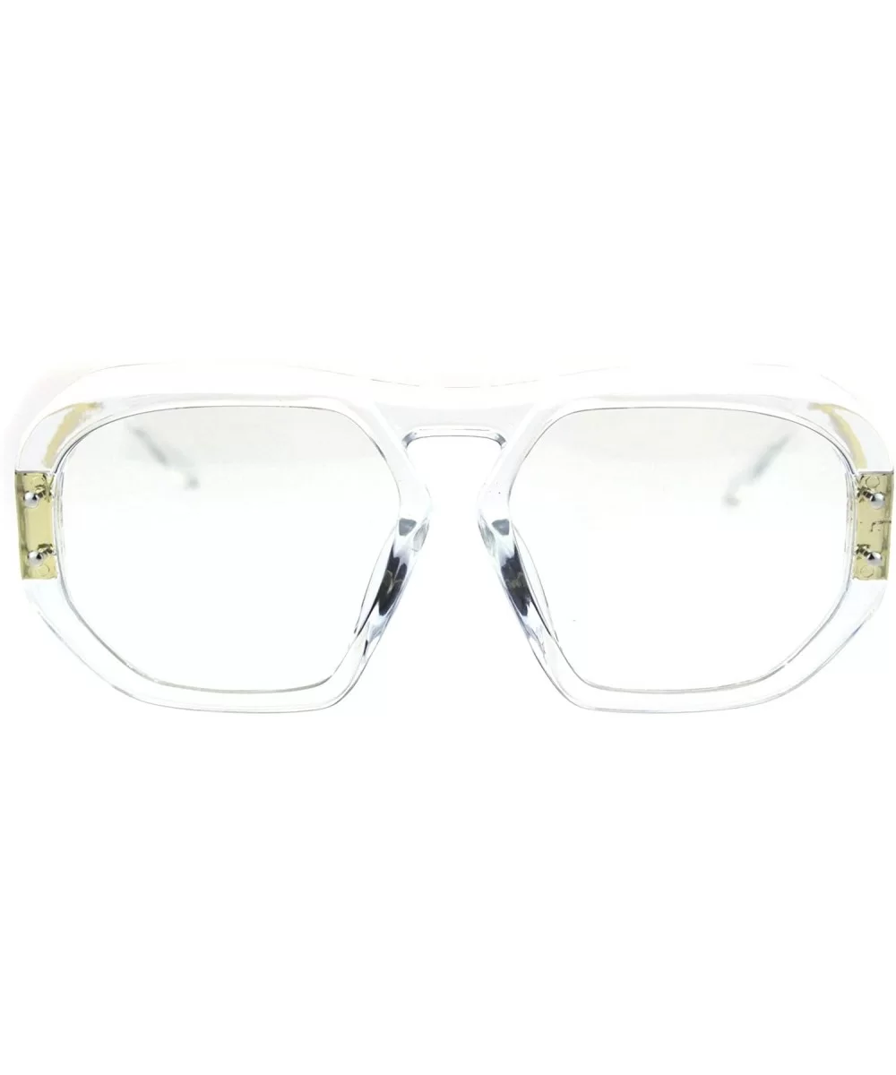 Luxury Mobster Plastic Flat Top Racer Rectangular Clear Lens Eyeglasses - Clear - CX18QYNXI03 $10.35 Rectangular