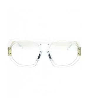 Luxury Mobster Plastic Flat Top Racer Rectangular Clear Lens Eyeglasses - Clear - CX18QYNXI03 $10.35 Rectangular