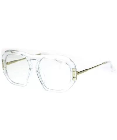 Luxury Mobster Plastic Flat Top Racer Rectangular Clear Lens Eyeglasses - Clear - CX18QYNXI03 $10.35 Rectangular