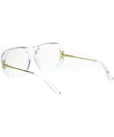 Luxury Mobster Plastic Flat Top Racer Rectangular Clear Lens Eyeglasses - Clear - CX18QYNXI03 $10.35 Rectangular