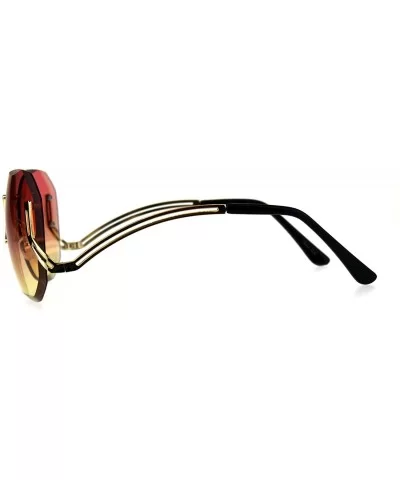 Womens Luxury Rimless Designer Fashion Butterfly Sunglasses - Pink Yellow - C118CGNZCOL $12.46 Butterfly