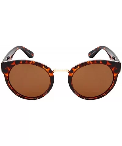 Unisex 100% UV400 Protection Color Mirrored Round Lens semi-rimless fashion Sunglasses - Goldtortoise/Brown - CL193N74MRL $7....