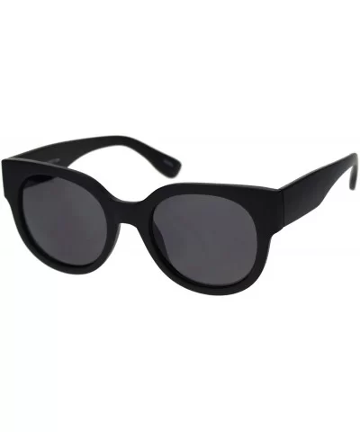 Womens Round Horn Rim Sunglasses Trendy Retro Fashion Shades UV 400 - Matte Black (Black) - CV18ZWOHQRE $6.91 Round