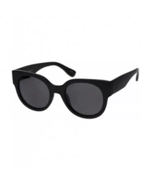 Womens Round Horn Rim Sunglasses Trendy Retro Fashion Shades UV 400 - Matte Black (Black) - CV18ZWOHQRE $6.91 Round