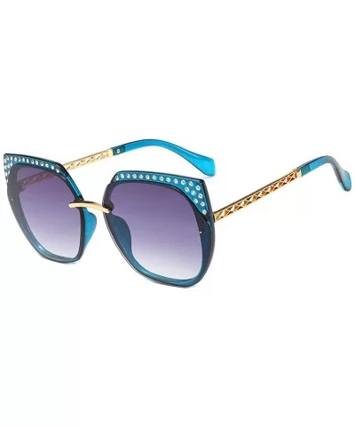 Fashion large framed diamond sunglasses- ladies UV protection aviator sunglasses - B - C718RTWUITI $31.82 Aviator