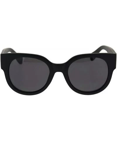 Womens Round Horn Rim Sunglasses Trendy Retro Fashion Shades UV 400 - Matte Black (Black) - CV18ZWOHQRE $6.91 Round