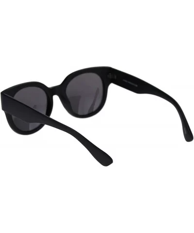 Womens Round Horn Rim Sunglasses Trendy Retro Fashion Shades UV 400 - Matte Black (Black) - CV18ZWOHQRE $6.91 Round