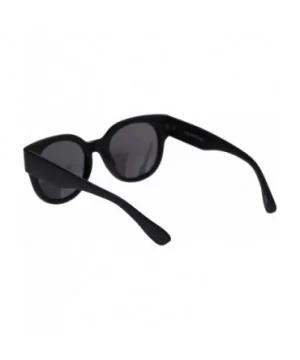 Womens Round Horn Rim Sunglasses Trendy Retro Fashion Shades UV 400 - Matte Black (Black) - CV18ZWOHQRE $6.91 Round