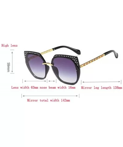 Fashion large framed diamond sunglasses- ladies UV protection aviator sunglasses - B - C718RTWUITI $31.82 Aviator