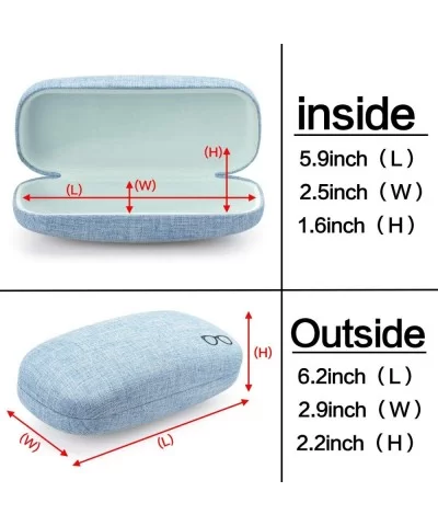 Hard Shell Eyeglasses Case Linen Fabrics Large Sunglasses Case Concise - Large- Blue - CN18K4HG672 $7.13 Aviator