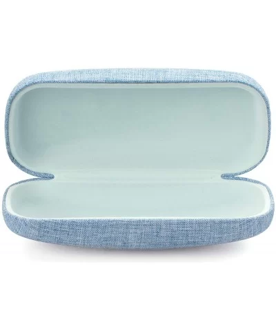 Hard Shell Eyeglasses Case Linen Fabrics Large Sunglasses Case Concise - Large- Blue - CN18K4HG672 $7.13 Aviator