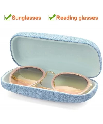 Hard Shell Eyeglasses Case Linen Fabrics Large Sunglasses Case Concise - Large- Blue - CN18K4HG672 $7.13 Aviator