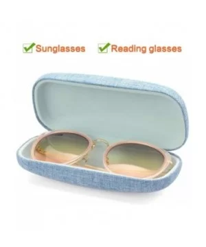 Hard Shell Eyeglasses Case Linen Fabrics Large Sunglasses Case Concise - Large- Blue - CN18K4HG672 $7.13 Aviator