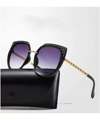 Fashion large framed diamond sunglasses- ladies UV protection aviator sunglasses - B - C718RTWUITI $31.82 Aviator