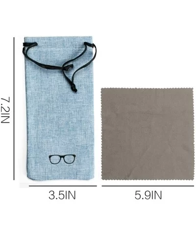 Hard Shell Eyeglasses Case Linen Fabrics Large Sunglasses Case Concise - Large- Blue - CN18K4HG672 $7.13 Aviator