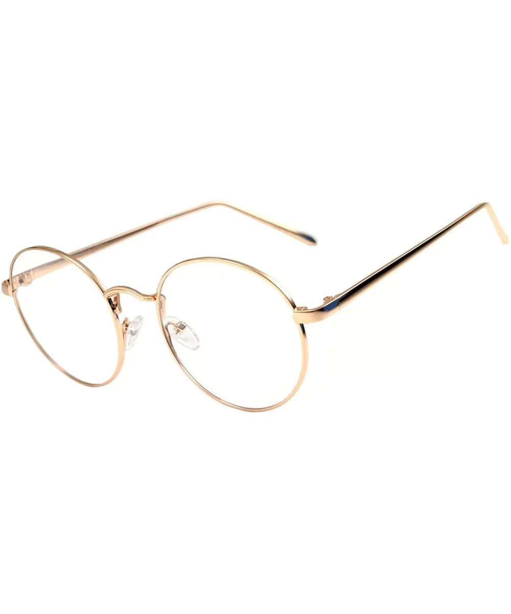 Round Circle Frame Clear Lens Glasses - 071_gold_rose - CC188YZXLC9 $7.87 Round