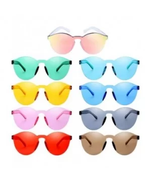 Round Rimless Sunglasses Tinted Eyewear Transparent Candy Color Sunglasses (9 Pieces - Color Set 1) - C218GOU7OHD $17.16 Rimless