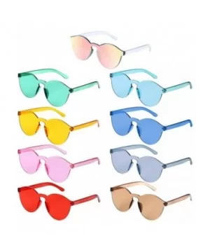 Round Rimless Sunglasses Tinted Eyewear Transparent Candy Color Sunglasses (9 Pieces - Color Set 1) - C218GOU7OHD $17.16 Rimless