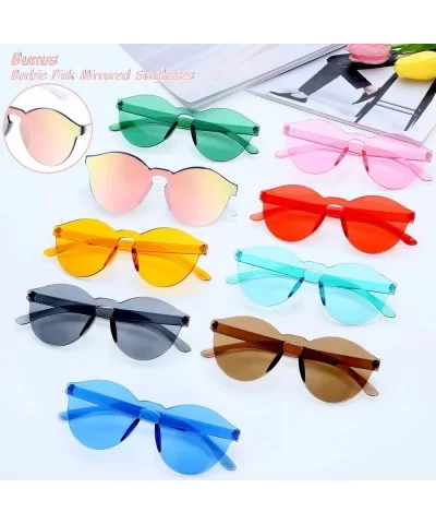 Round Rimless Sunglasses Tinted Eyewear Transparent Candy Color Sunglasses (9 Pieces - Color Set 1) - C218GOU7OHD $17.16 Rimless