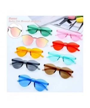 Round Rimless Sunglasses Tinted Eyewear Transparent Candy Color Sunglasses (9 Pieces - Color Set 1) - C218GOU7OHD $17.16 Rimless