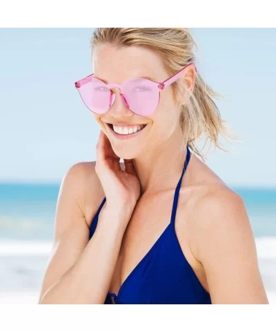 Round Rimless Sunglasses Tinted Eyewear Transparent Candy Color Sunglasses (9 Pieces - Color Set 1) - C218GOU7OHD $17.16 Rimless