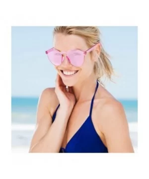 Round Rimless Sunglasses Tinted Eyewear Transparent Candy Color Sunglasses (9 Pieces - Color Set 1) - C218GOU7OHD $17.16 Rimless