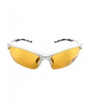 Half Frame Sport Wrap Around Yellow HD Night Driving Glasses - White With Black - CM12NZ0MVM7 $8.83 Wrap