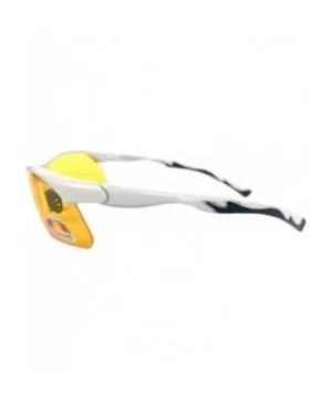 Half Frame Sport Wrap Around Yellow HD Night Driving Glasses - White With Black - CM12NZ0MVM7 $8.83 Wrap