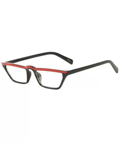 Clear Lens Curved Middle Top Bar Color Line Straight Cat Eye Sunglasses - Black Red - C51993LREQT $10.21 Cat Eye