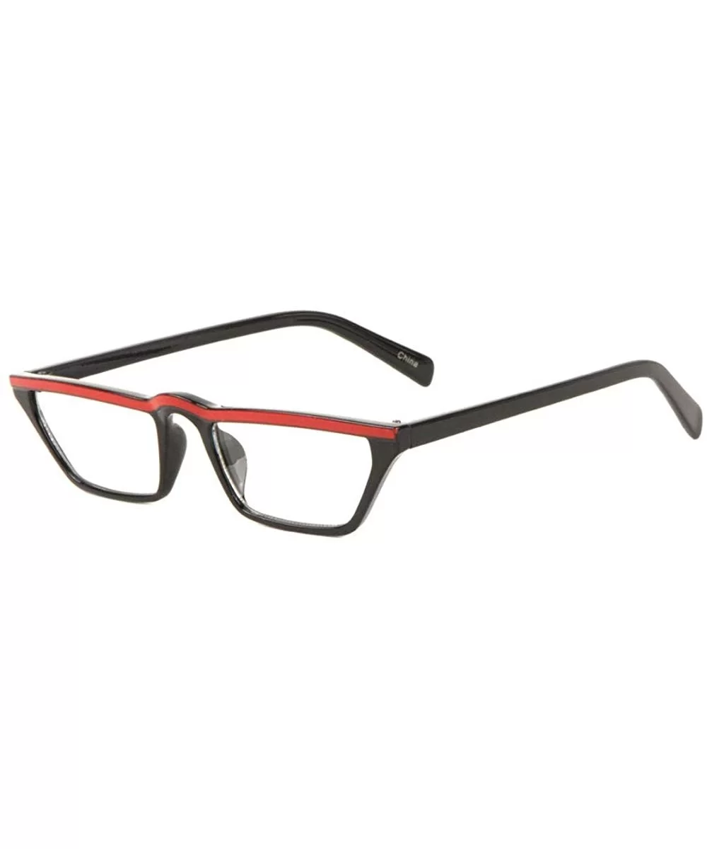 Clear Lens Curved Middle Top Bar Color Line Straight Cat Eye Sunglasses - Black Red - C51993LREQT $10.21 Cat Eye