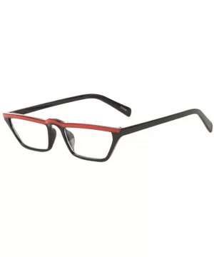 Clear Lens Curved Middle Top Bar Color Line Straight Cat Eye Sunglasses - Black Red - C51993LREQT $10.21 Cat Eye