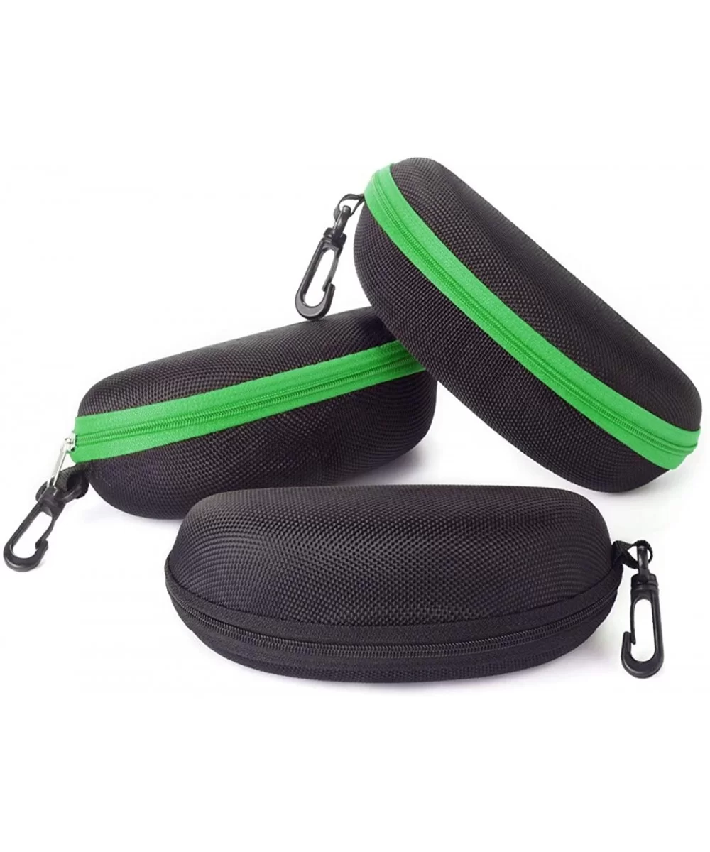 Sunglasses Case-(3 Pack) Portable Travel Zipper Eyeglasses Case Hook - 2green1black - CN197H0Q2DK $12.52 Aviator