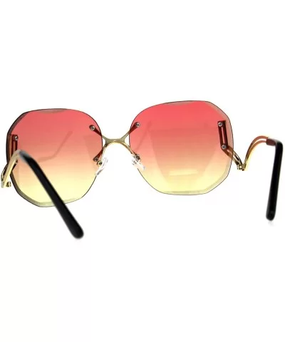 Womens Luxury Rimless Designer Fashion Butterfly Sunglasses - Pink Yellow - C118CGNZCOL $12.46 Butterfly