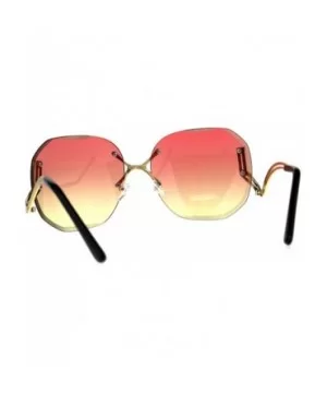 Womens Luxury Rimless Designer Fashion Butterfly Sunglasses - Pink Yellow - C118CGNZCOL $12.46 Butterfly