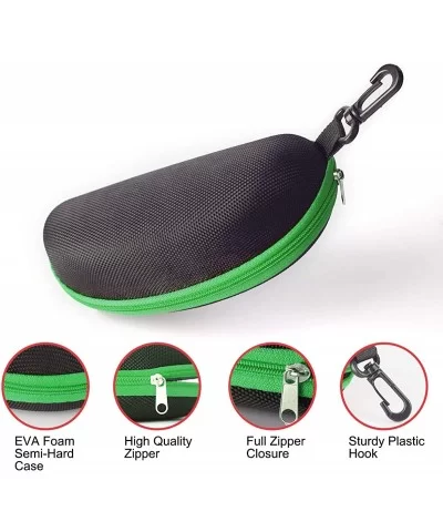 Sunglasses Case-(3 Pack) Portable Travel Zipper Eyeglasses Case Hook - 2green1black - CN197H0Q2DK $12.52 Aviator