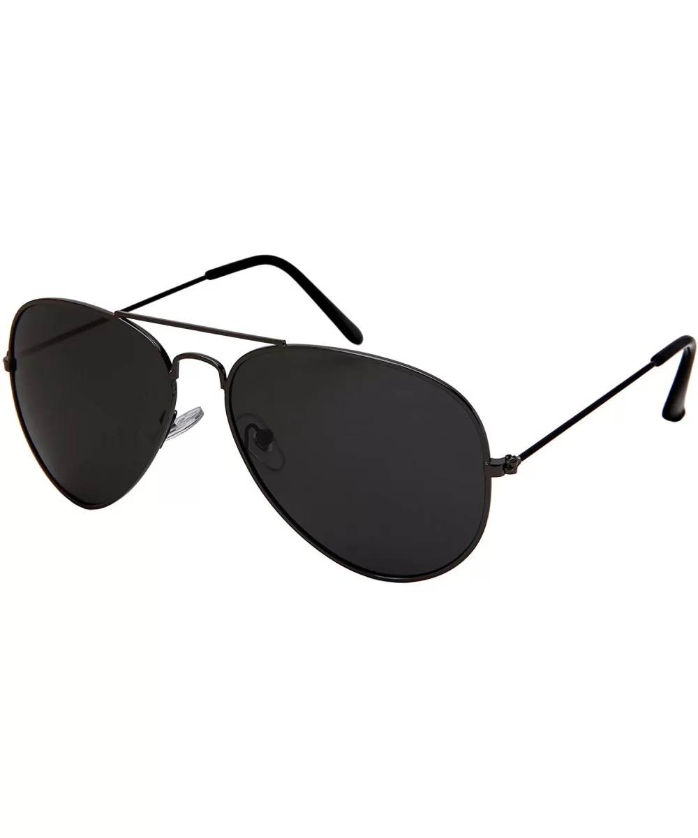 Classic Aviator Sunglasses Polarized Lens 25095A - Gunmetal Frame/Grey Lens - CB18DY69CNX $5.64 Aviator